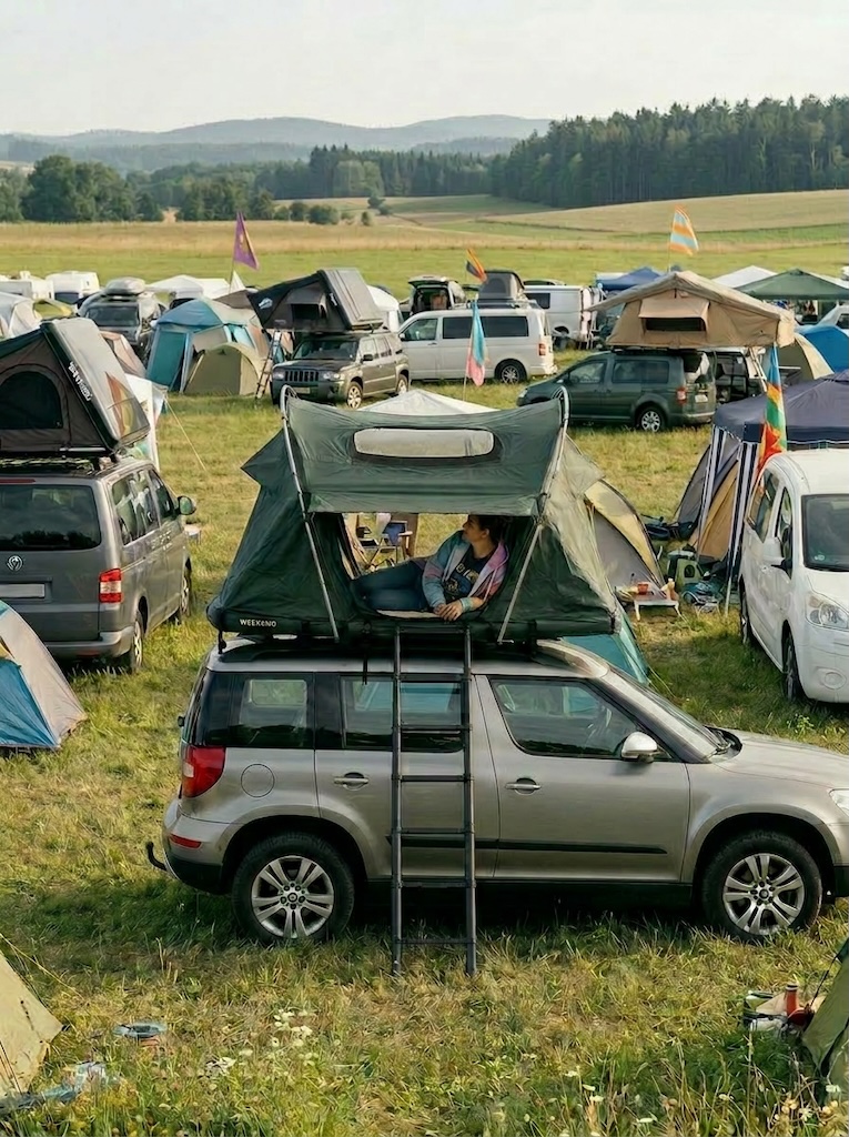 Dachzelten auf dem Festival