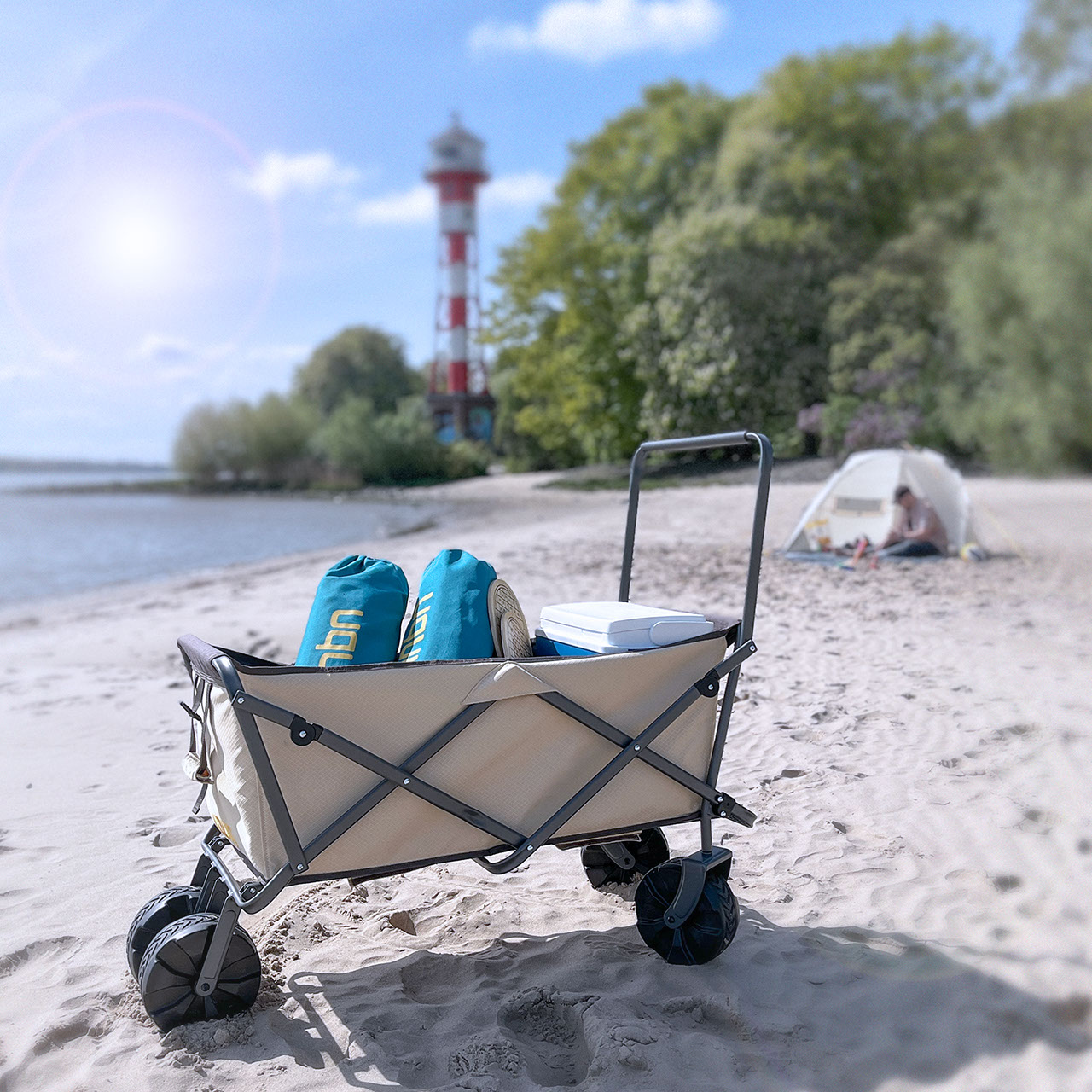uquip Strandzelt kompakt im Buddy Bollerwagen